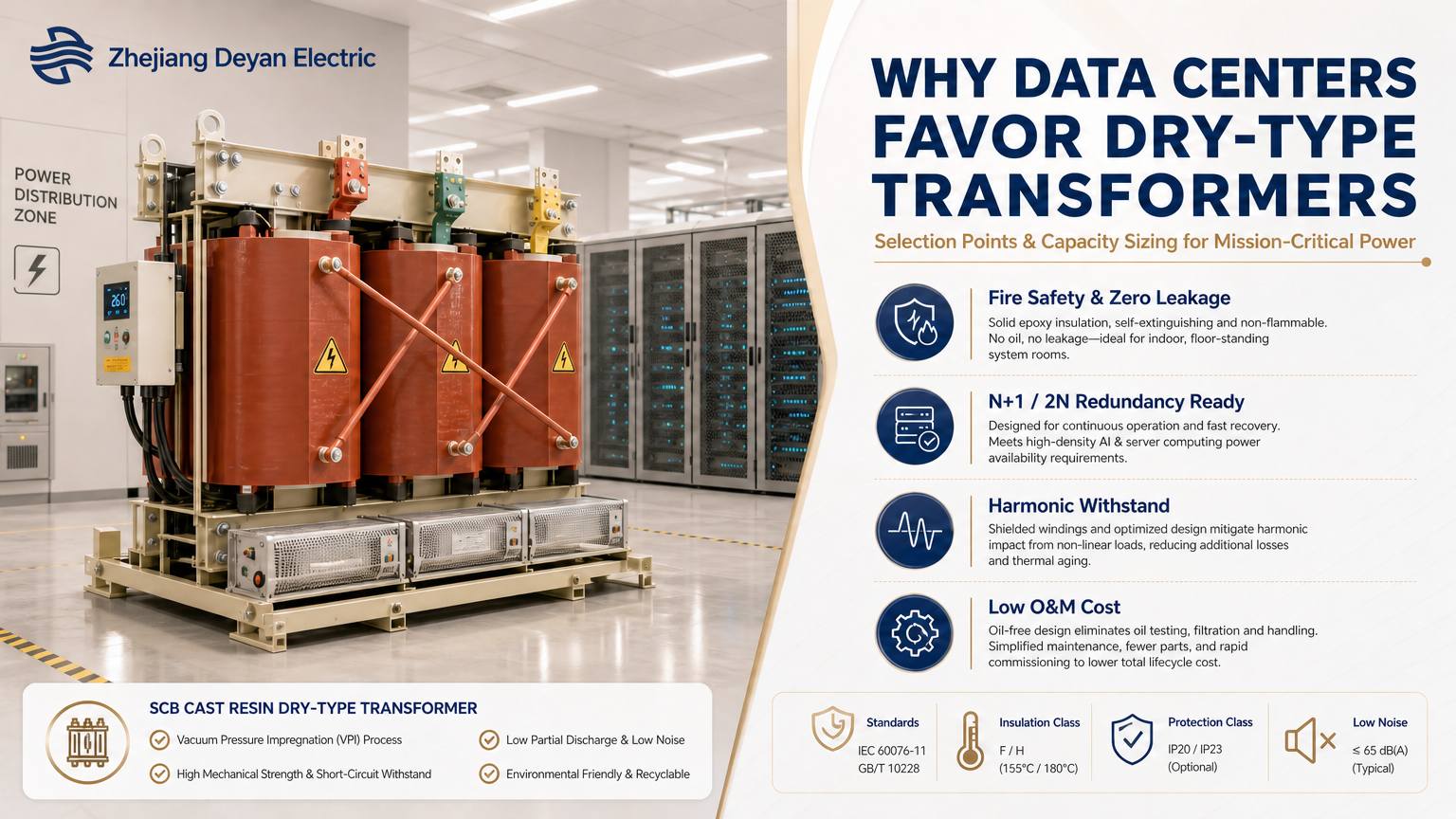 Waarom datacenters de voorkeur geven aan droge transformatoren?